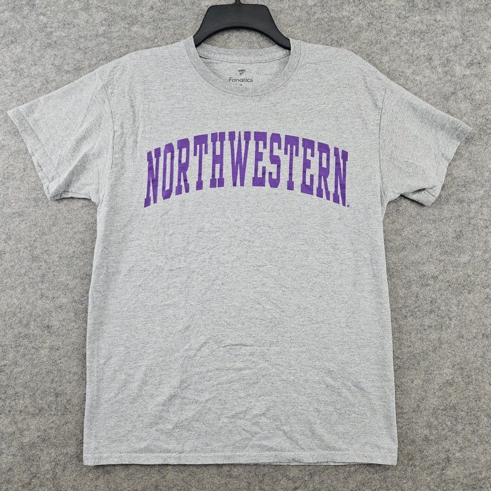 Fanatics Northwestern T-Shirt Mens Medium Gray Purple Arch Graphic Tee NCAA
